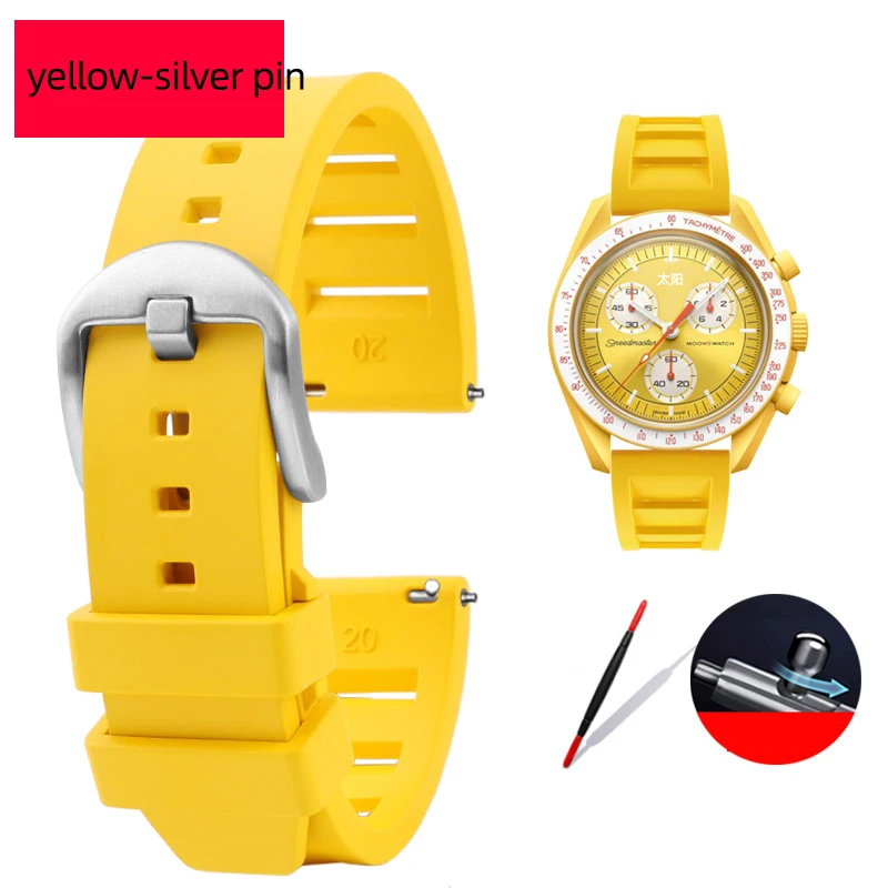 20mm Fluorine rubber For Omega X Swatch Joint MoonSwatch Constellation Planetary Men Women Waterproof Sport Watch Strap