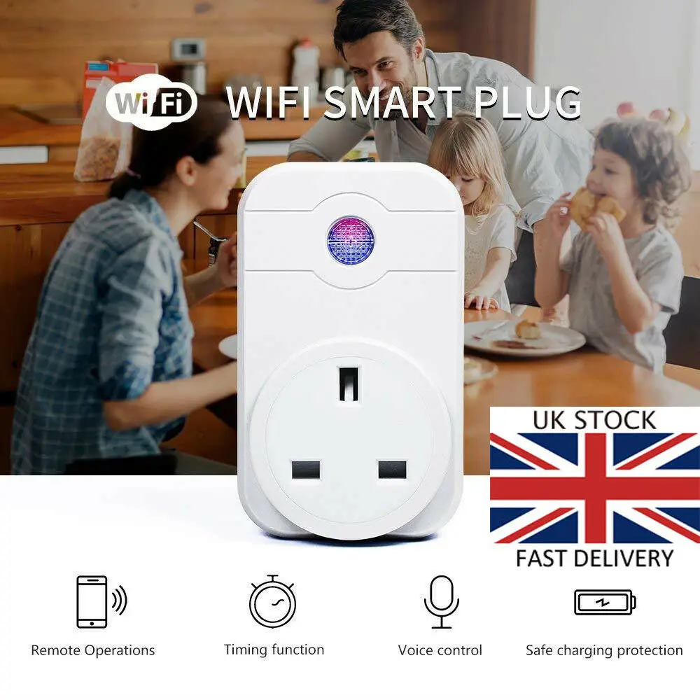 

WiFi Smart UK Plug Wireless Timer Socket Alexa App Remote Control Switches Ku