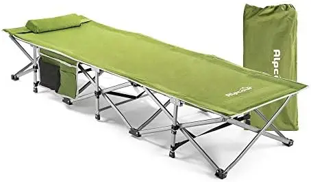 

Folding Camping Cot \u2013 Extra Strong Single Person Small-Collapsing Bed in a Bag w/Pillow for Indoor & Outdoor Use \u2013