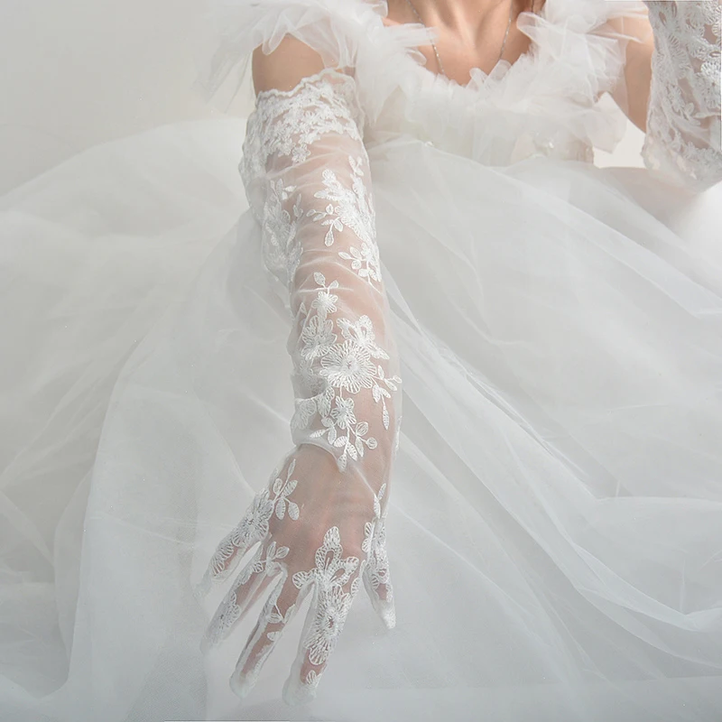 Кружевные длинные перчатки 62 см 24 дюйма сверхдлинные тюлевые сетчатые