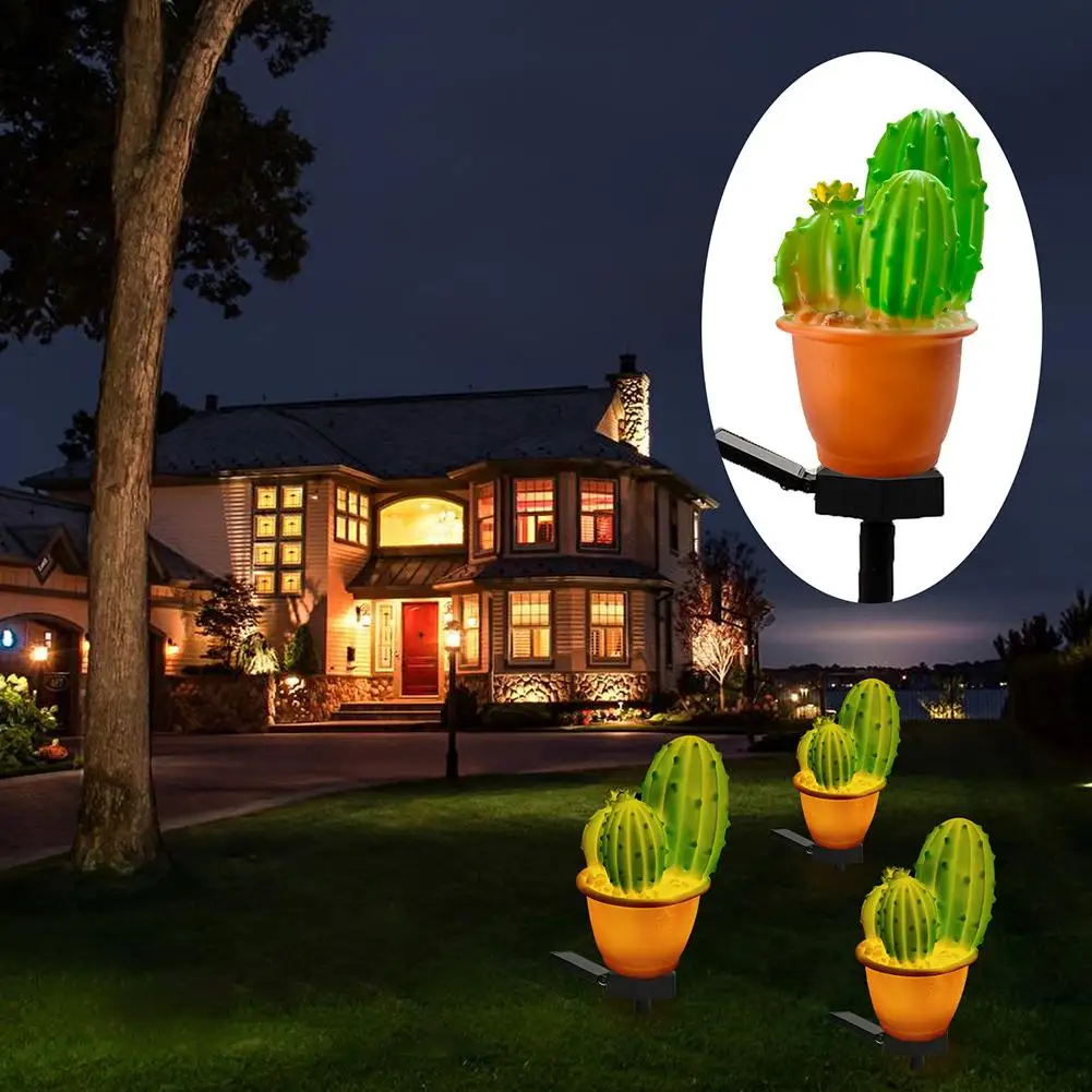 

Уличная Светодиодная лампа на солнечной батарее, водонепроницаемый садовый светильник с имитацией ананаса, кактуса, ландшафта