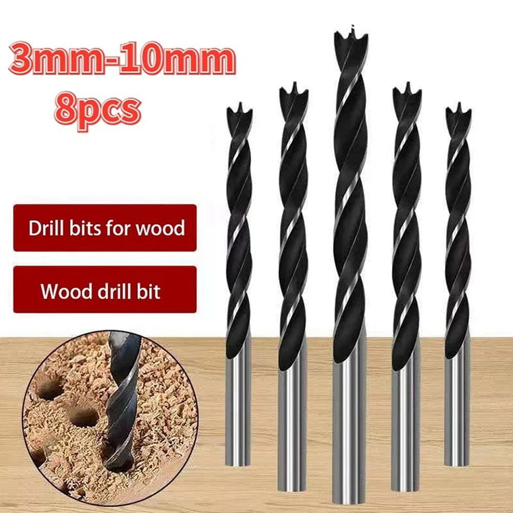 

8PCS 3-10mm Drill Bit Set Three-point Twist Drill Bit Set High Carbon Steel Spiral Drill Bit Set Woodwork PowerTool Accessories