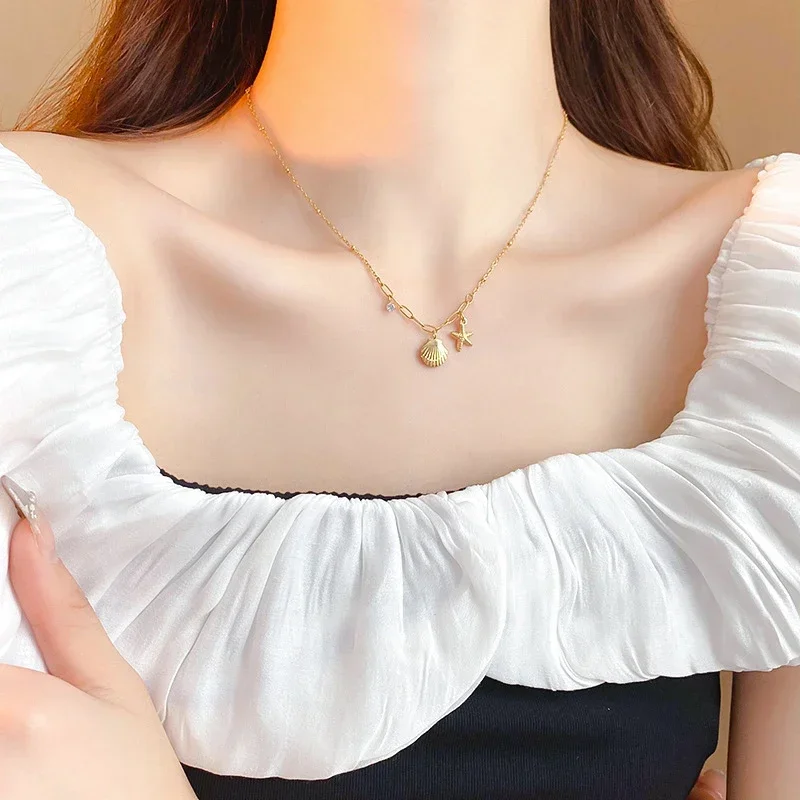 Женское колье с подвеской из титановой стали