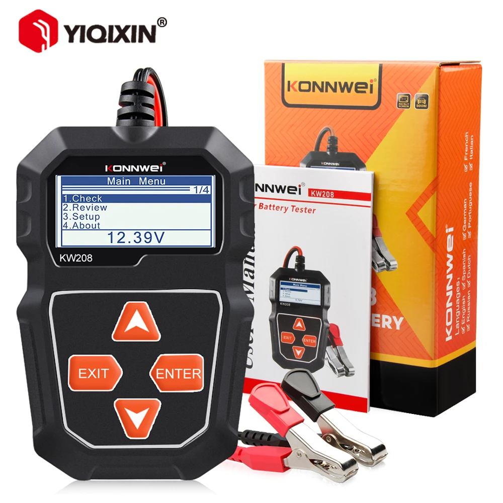 

KONNWEI KW208 Car Battery Tester For Car 12V 100 to 2000CCA GEL Circut Cranking Testing Charging Tester Battery Analyzer Tools