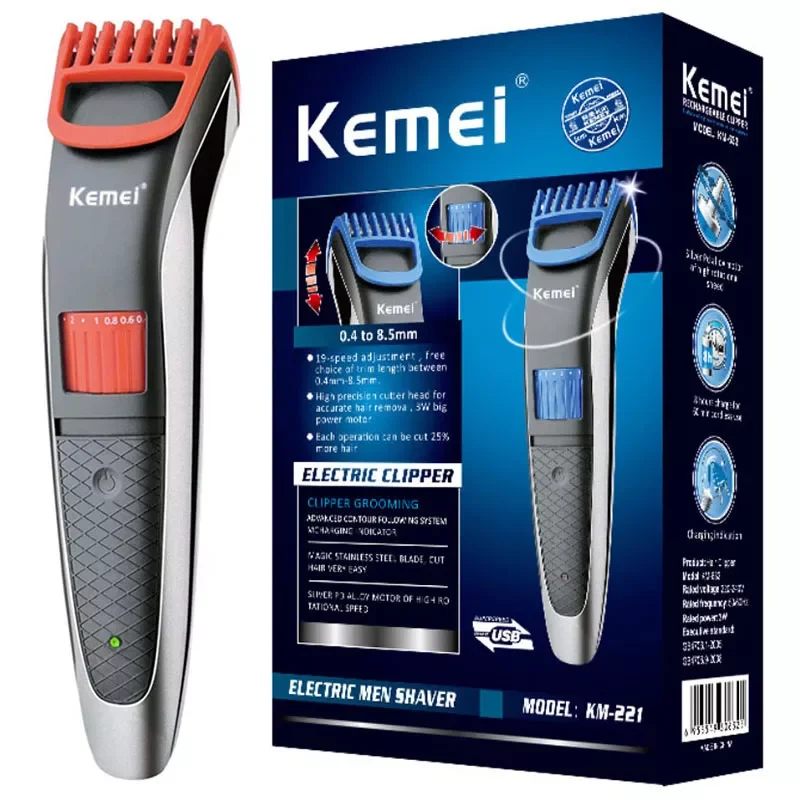 

0.4mm to 8.5mm Adjustable Beard Trimmer For Men Rechargeable Hair Trimmer Stubble Hair Cutting Machine 19 Length Setting