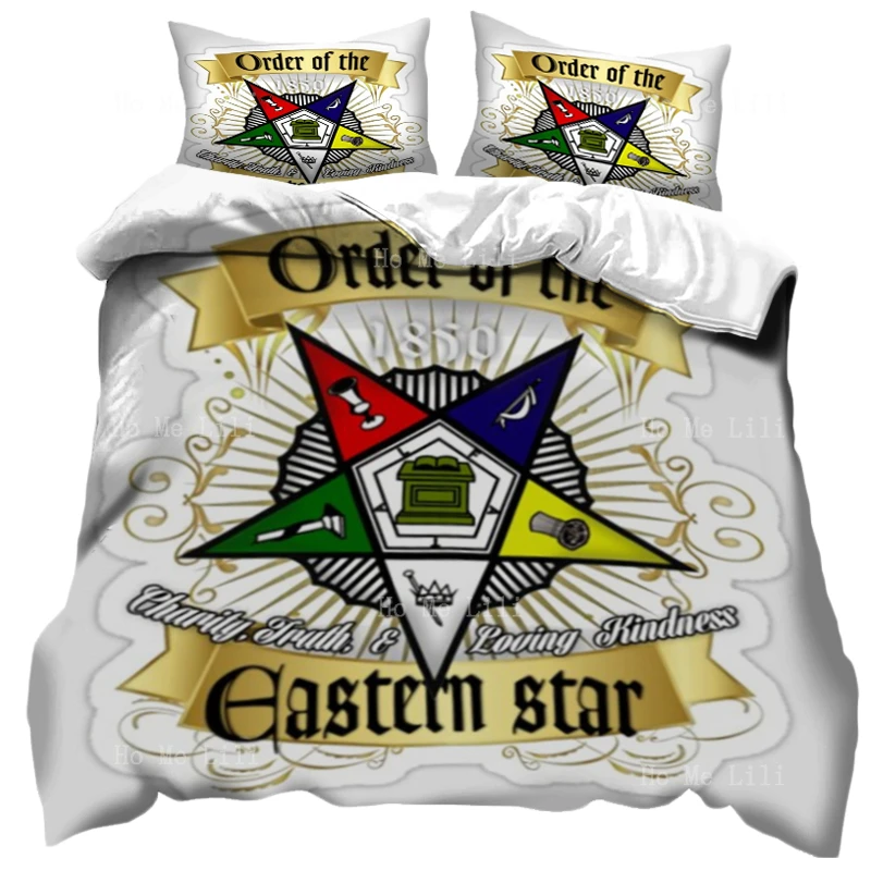 

OES Style Order Of The Eastern Star Emblem Logo Sistar Freemason Soft Duvet Cover By Ho Me Lili Bedding Decoration