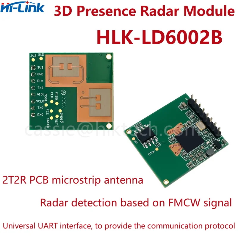 HiLinK 60 ГГц 3D обнаружение присутствия HLK-LD6002 LD6002B LD6002C KIT FMCW радарный модуль человека респираторная сигнализация обнаружение сердечного ритма