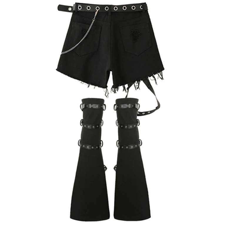 Женские джинсы в стиле панк Y2k Pans леггинсы с пряжкой и заклепками цепочкой
