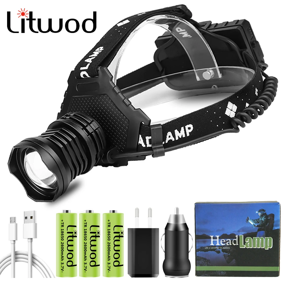 

The Most Brightest Camping Led Headlamp Xhp90 Headlight Powerbank Head Flashlight Lamp 18650 Battery Zoomable Running 10 Hours