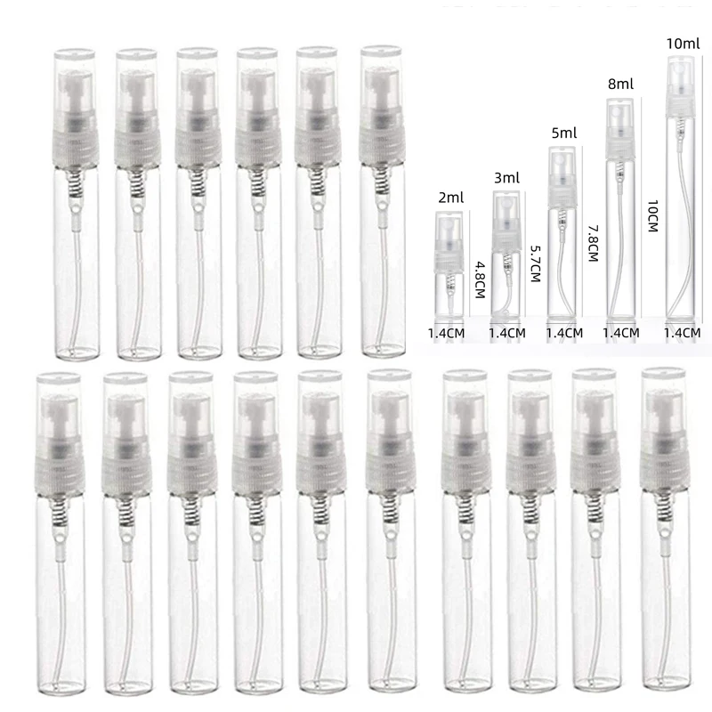 

50Pcs Mini Spray Bottles 2ml-10ML Clear Glass Perfume Bottles Empty Fragrance Scent Sample Spray Containers Cosmetics Atomizer
