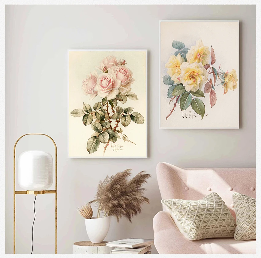 

Wall Art Pictures for Living Room Nostalgic Pastoral Canvas Painting European Retro Flower Posters and Prints Home Decoration