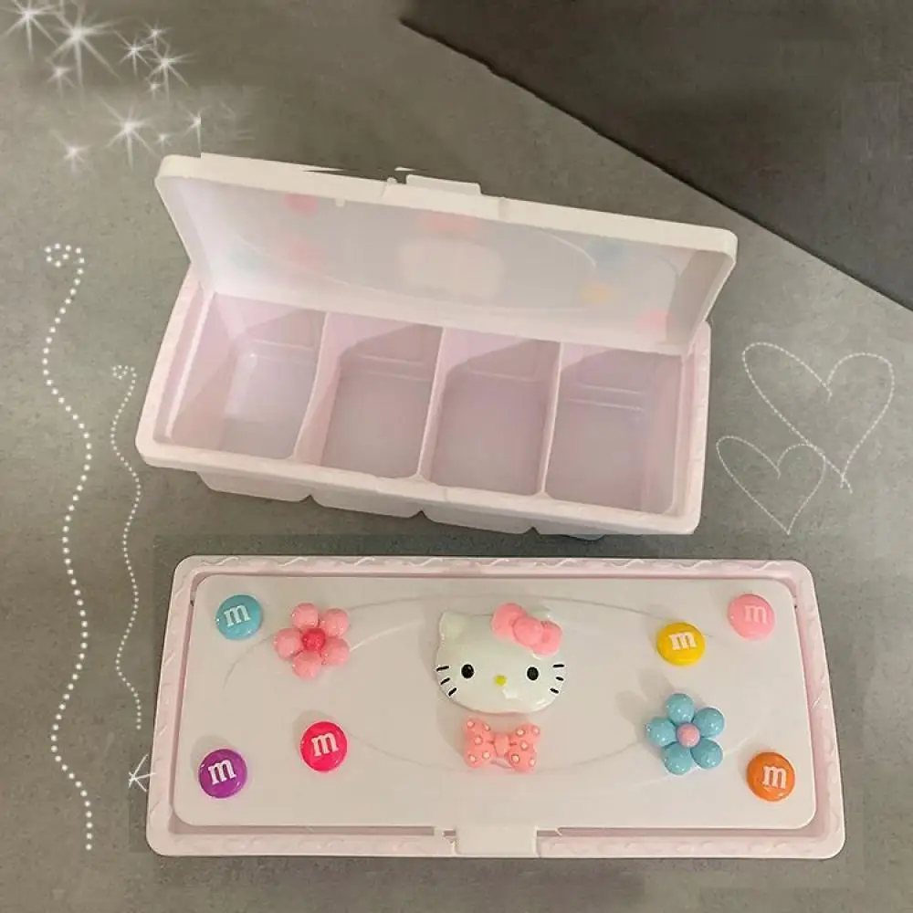 

Seasoning Box 4 Cells Kawaii Sanrio Hello Kitty My Melody Kuromi Anime Figure Salt Sugar Storage Plastic with Cover Kitchen Cute