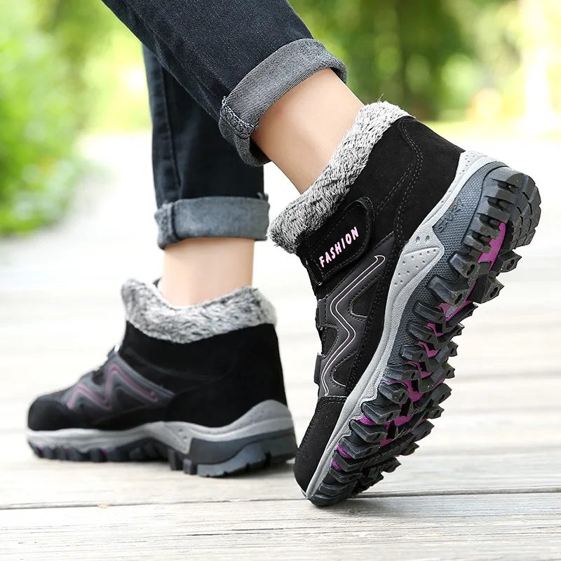 Women Winter Sneakers Outdoor Hiking Shoes Comfortable Breathable Snow Boots Plus Velvet Warm Walking Footwears Botas De Neve