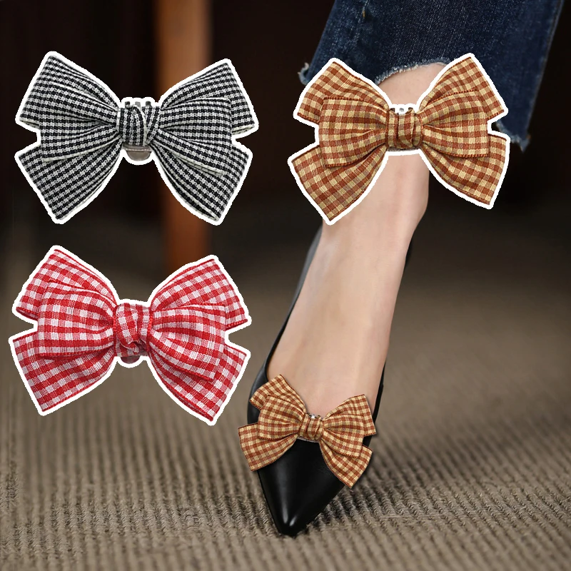 

2 шт., клетчатые зажимы для обуви на высоком каблуке