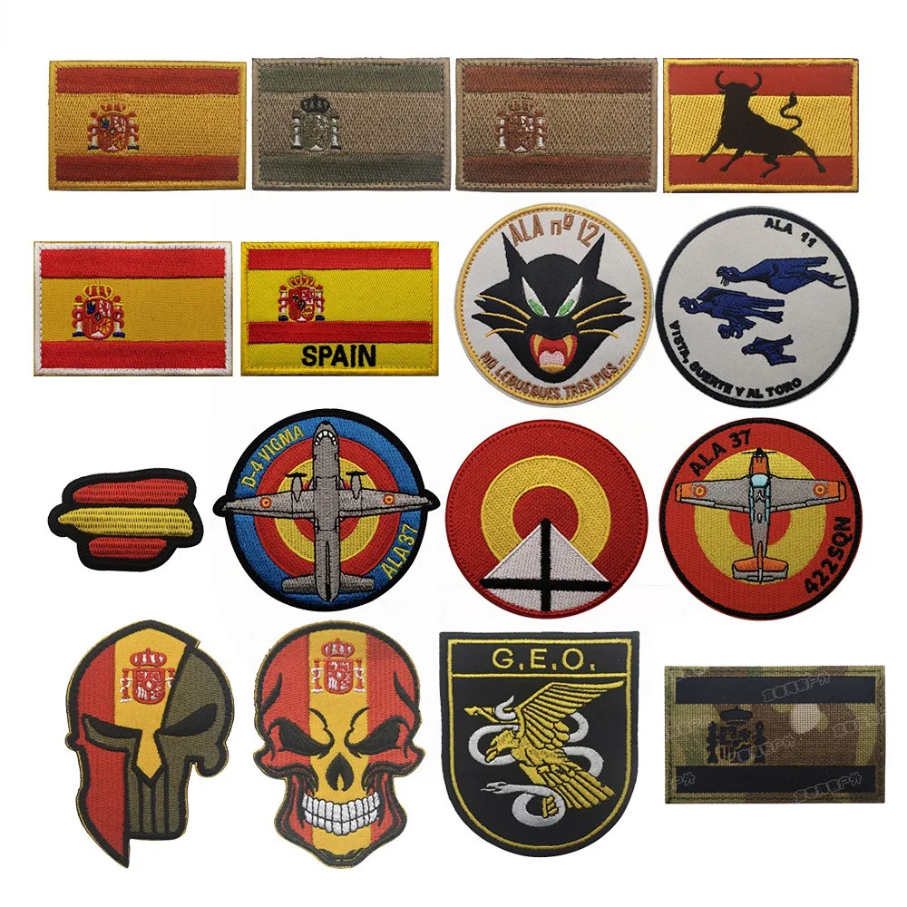 Embroidered Spain Armband Fabric Patch Magic Sticker Tactical Patch for Clothing Military Patches Hook and Ring Sewing Clothes