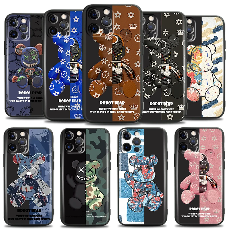

Luxury Fashion Bear For Apple iPhone 13 12 11 Pro Mini X XR XS Max SE 6 6S 7 8 Plus Phone Case Silicone Cover Carcasa Soft