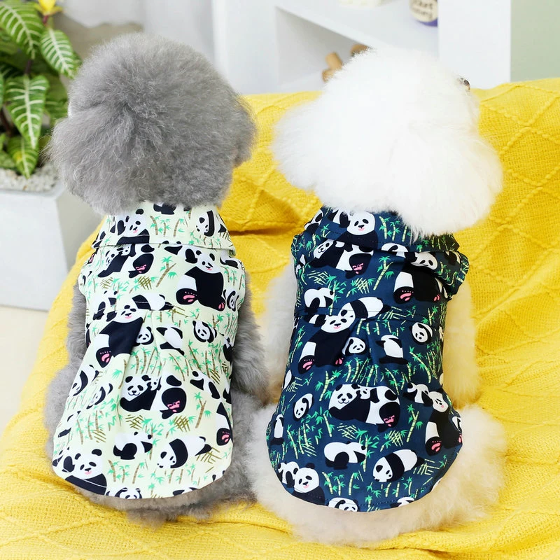 Hawaiian Beach Style Dog T-Shirts Cute Panda Pattern Pet Dog Clothes Thin Breathable Summer Puppy T Shirts Chihuahua Costumes