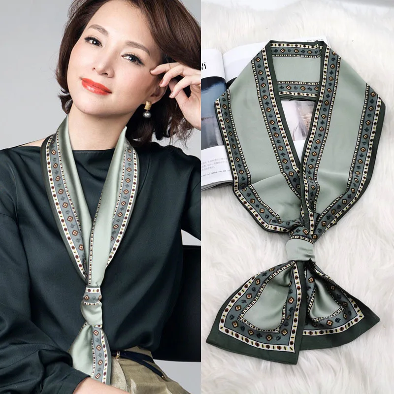 

100% Nature Silk Small Scarf New Long Silk Scarf Women's Fashion Korean Silk Scarves Thin Scarf Narrow Long Silk Scarf