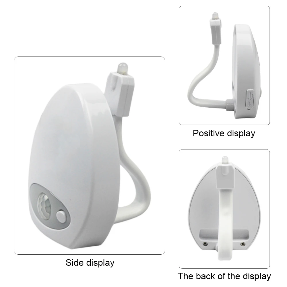 Smart PIR Motion Sensor Toilet Seat Night Light 8 Colors Waterproof USB Rechargeable Toilet Bowl LED Lamp WC Toilet Light images - 6
