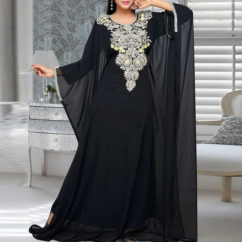

Morocco Muslim Dress Women Abaya Kaftans Embroidery Evening Dresses for Women Dubai Turkey Islam Long Dress Robe Femme Vestidos