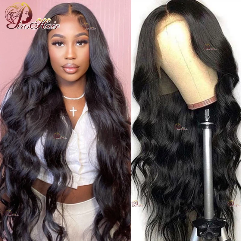 Transparent 13X4 Lace Frontal Wigs 30Inch Body Wave Lace Front Wig 180% Brazilian Natural Color Lace Front  Remy Human Hair Wigs