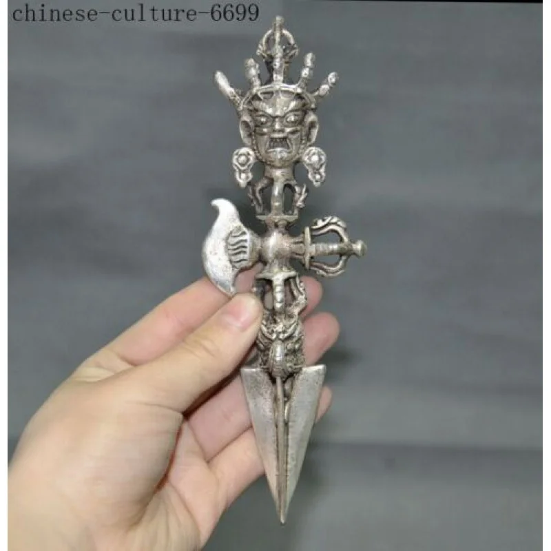 

Tibetan Buddhism bronze Tibetan silver Vajra Phurpa Dagger equipment ax Axe FaQi
