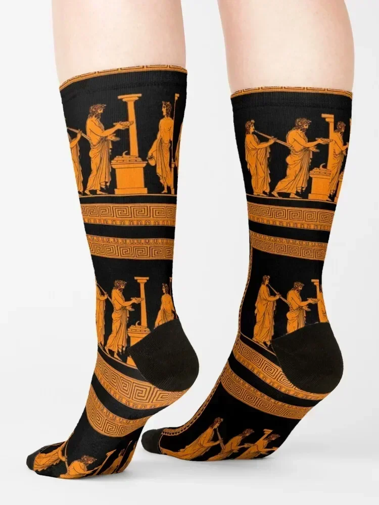 Красная фигура греческая ваза сцена носки сумасшедший Хэллоуин баскетбол с