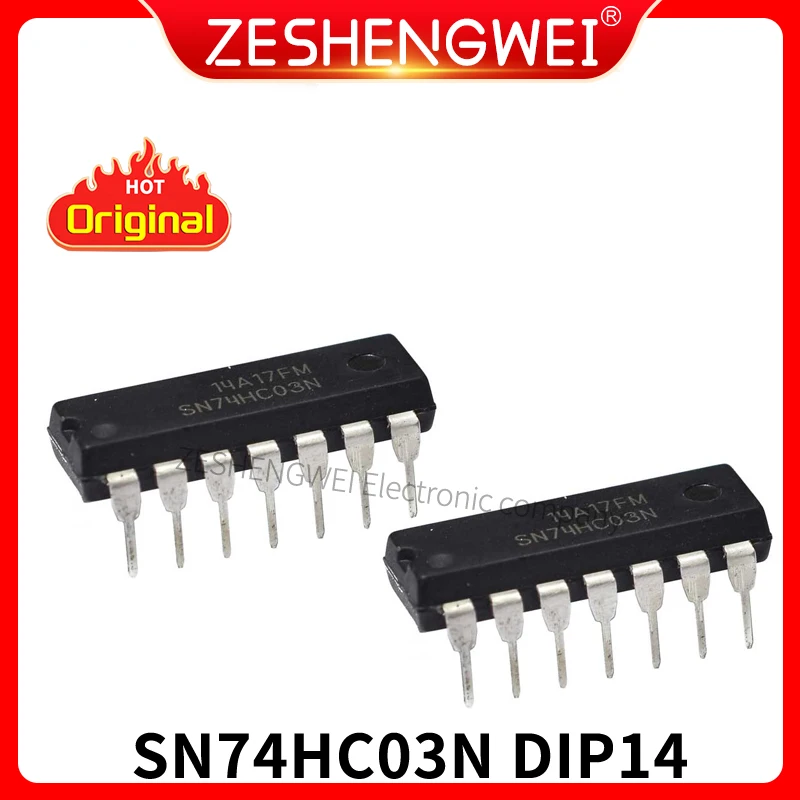

5PCS New and original 74HC03N SN74HC03N DIP14 Four two input nand gate chip DIP - 14 into four two input nand gate