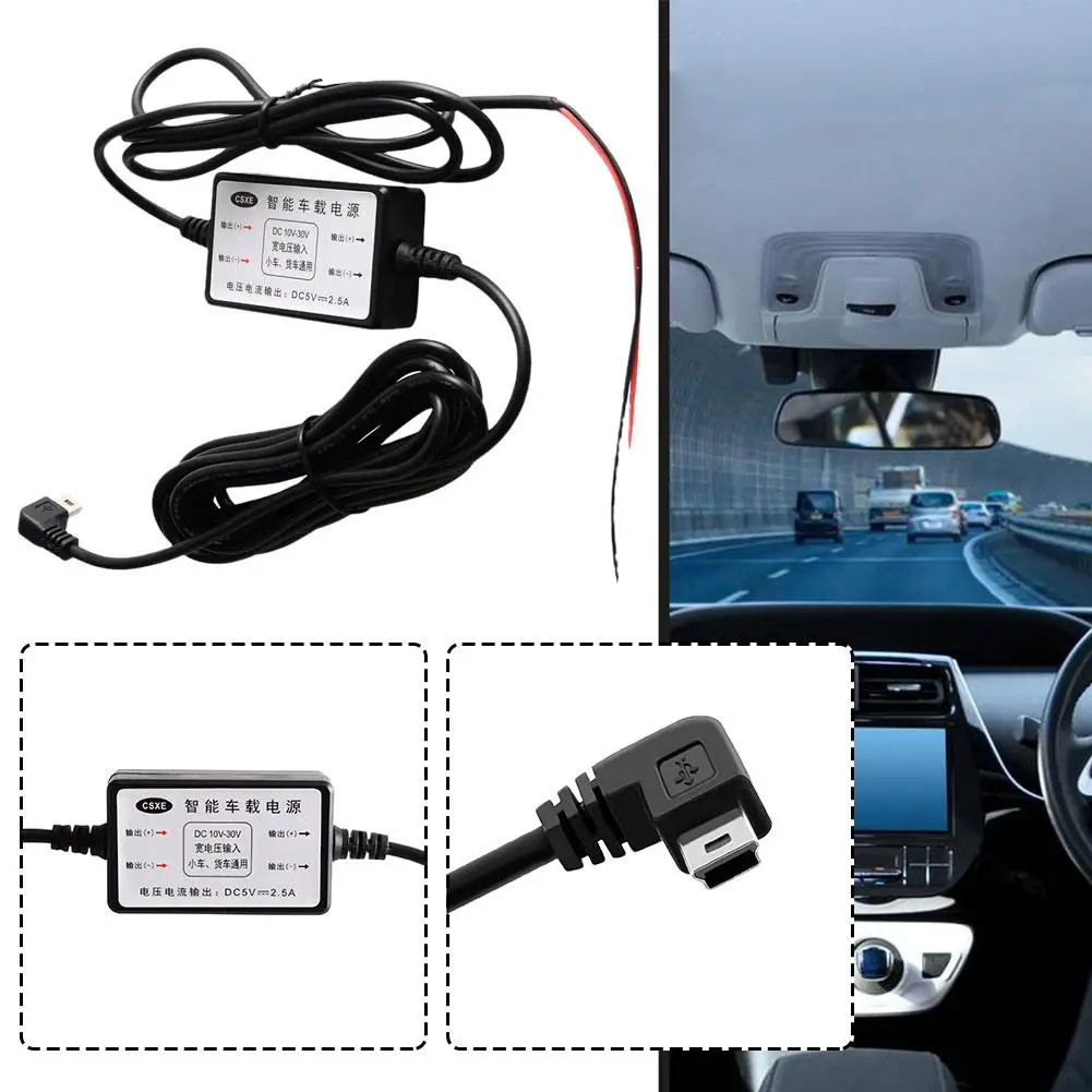 

3.5 Meters Hardwire Kit Mini USB Car Charger 5V/3A Output For Dash Cam Reaview Mirror 24H Parking Monitoring R4N2