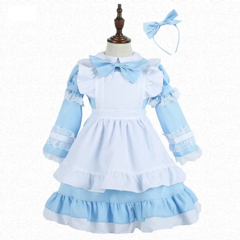 

2022 Fairy Tale Fantasy Fairyland Blue Maid Halloween Costume Princess Skirt Cosplay Dress Girl Performance Dress