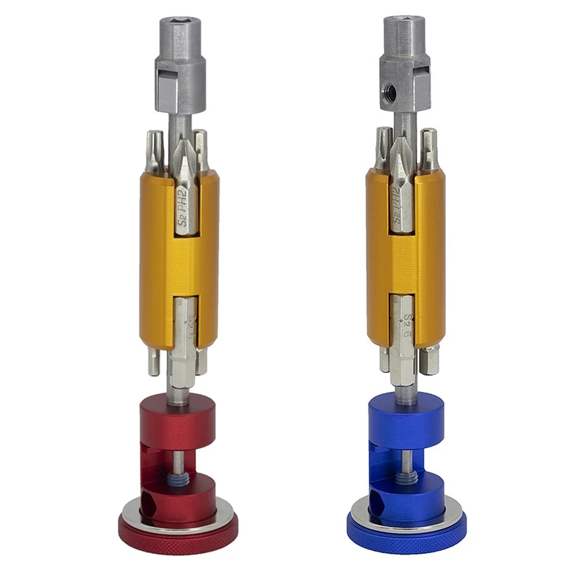 

Srwrn 2Pcs Aluminum Bike Bicycle Invisible Repair Tool Set Multi Portable - Red & Blue