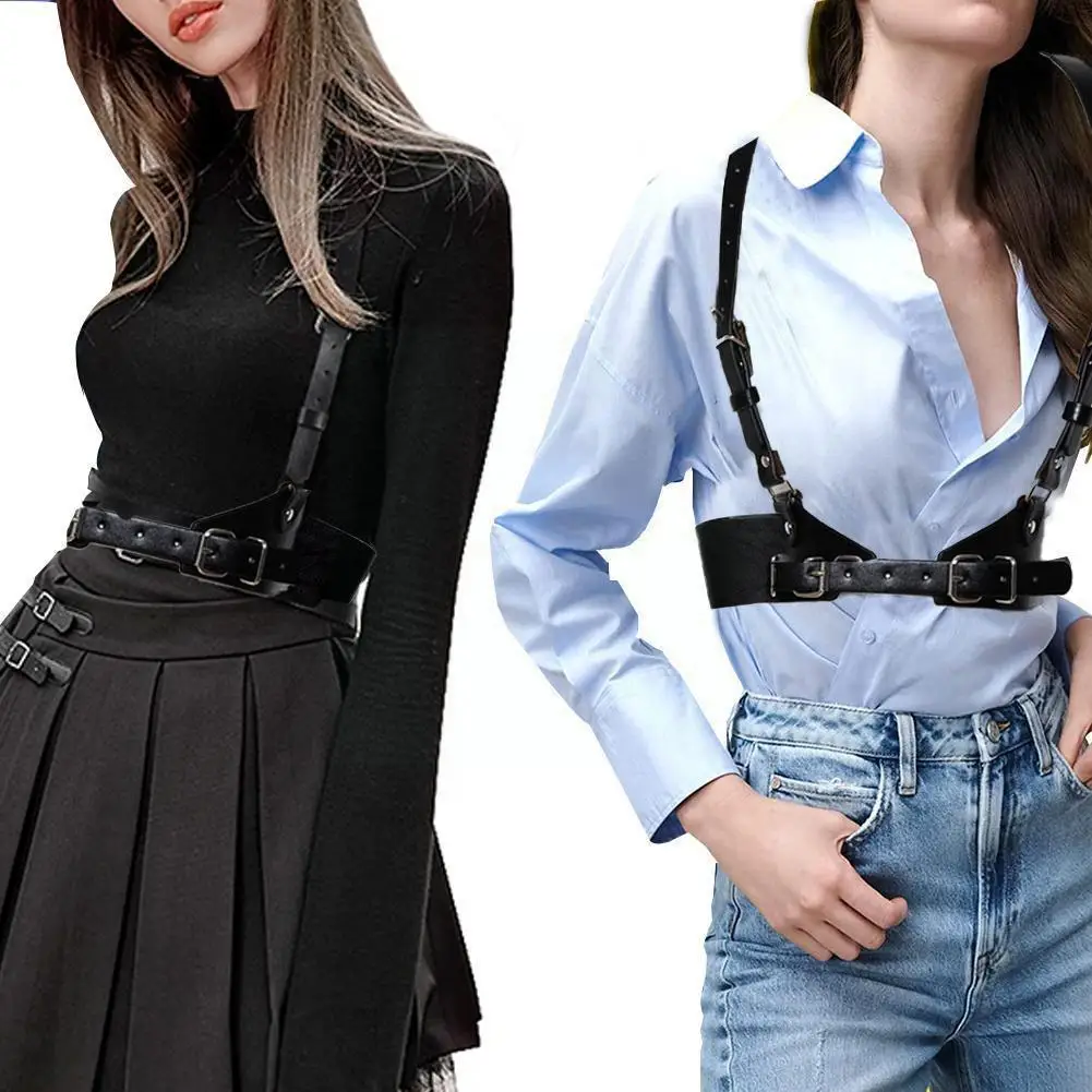 

Fashion Bondage Cage Sexy Underwear Suspenders Women Leather Lingerie Belt Punk Harness Straps Sword Garters W U7u8