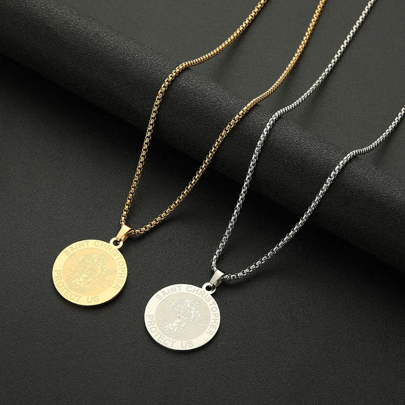 

Stainless Steel Michael Medal Necklace Round Michael Medal Necklace Gold and Silver Michael Necklace Jewelry