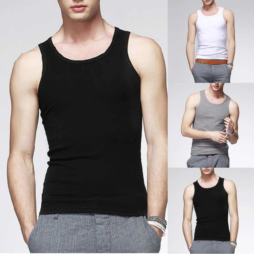 

Men's Sleeveless Tank Tops Thin Gym Muscle Vest Summer Training Plain Casual Bodybuilding Sportwear Breathable O Neck T-Shirt