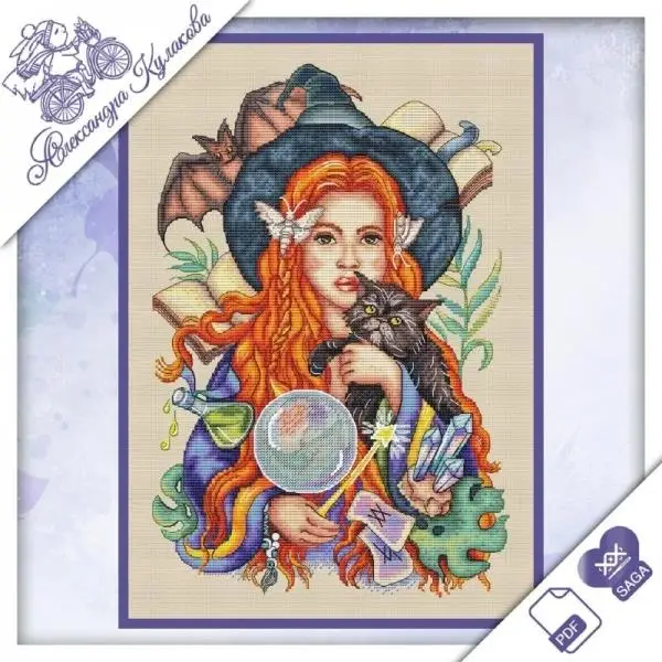 Witch and Black Cat 33-44 DIY игольная работа Набор для вышивки крестом 28ct 14ct 32ct Металлик aida