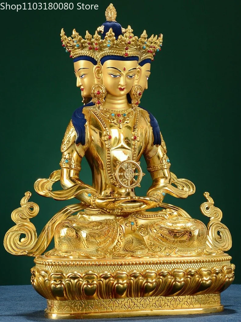 Медная латунная позолоченная статуя Будды ваирокана женской скульптура