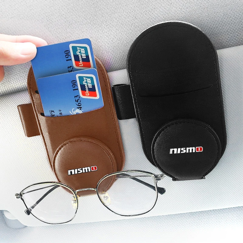 

1pcs Car Sunglasses Sun Visor Glasses Storage Clip For Nismo Logo Emblem R34 GTR Nissan Tiida Sylphy Teana X-trail 1 2 Qashqa