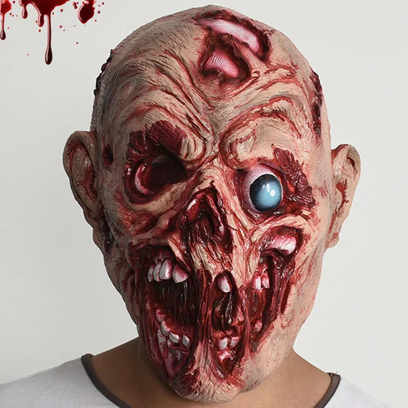 

New Latex Rotten Eyeball Headgear Halloween Horror Mask Haunted House Prank Toys Party Bloody Head Props Bar Tricky Frighten