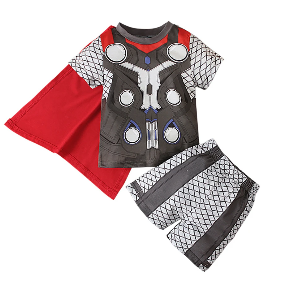 Baby Boys Superhero Clothes Set Kids T-Shirt + Short Pants Outfits Toddler Spiderman Mickey Cosplay Costumes Children Clothing