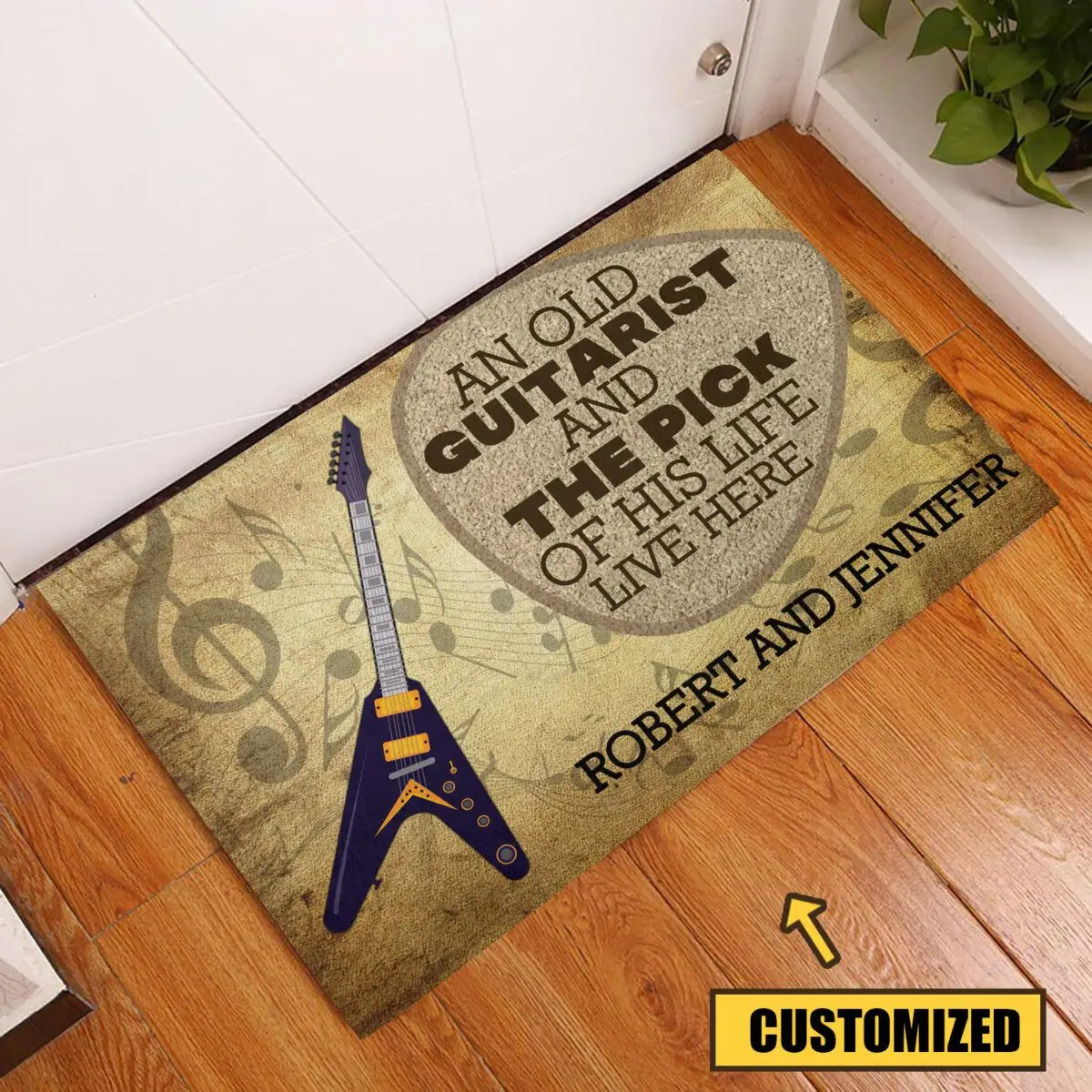 

Neweat Musical Instrument Gift Custom Name Decor Porch Doormat Rug Mats Floor Carpet 3D Indoor Outdoor Doormat Non-slip Style-1