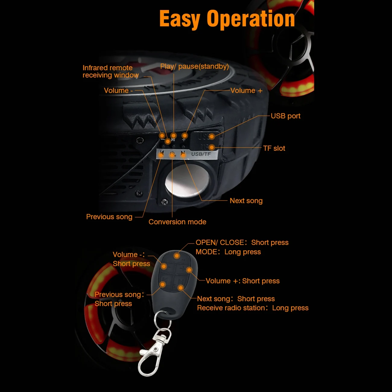 

Motorcycle Subwoofer Car Audio 12V Electric Vehicle Bluetooth Wireless Speaker Waterproof