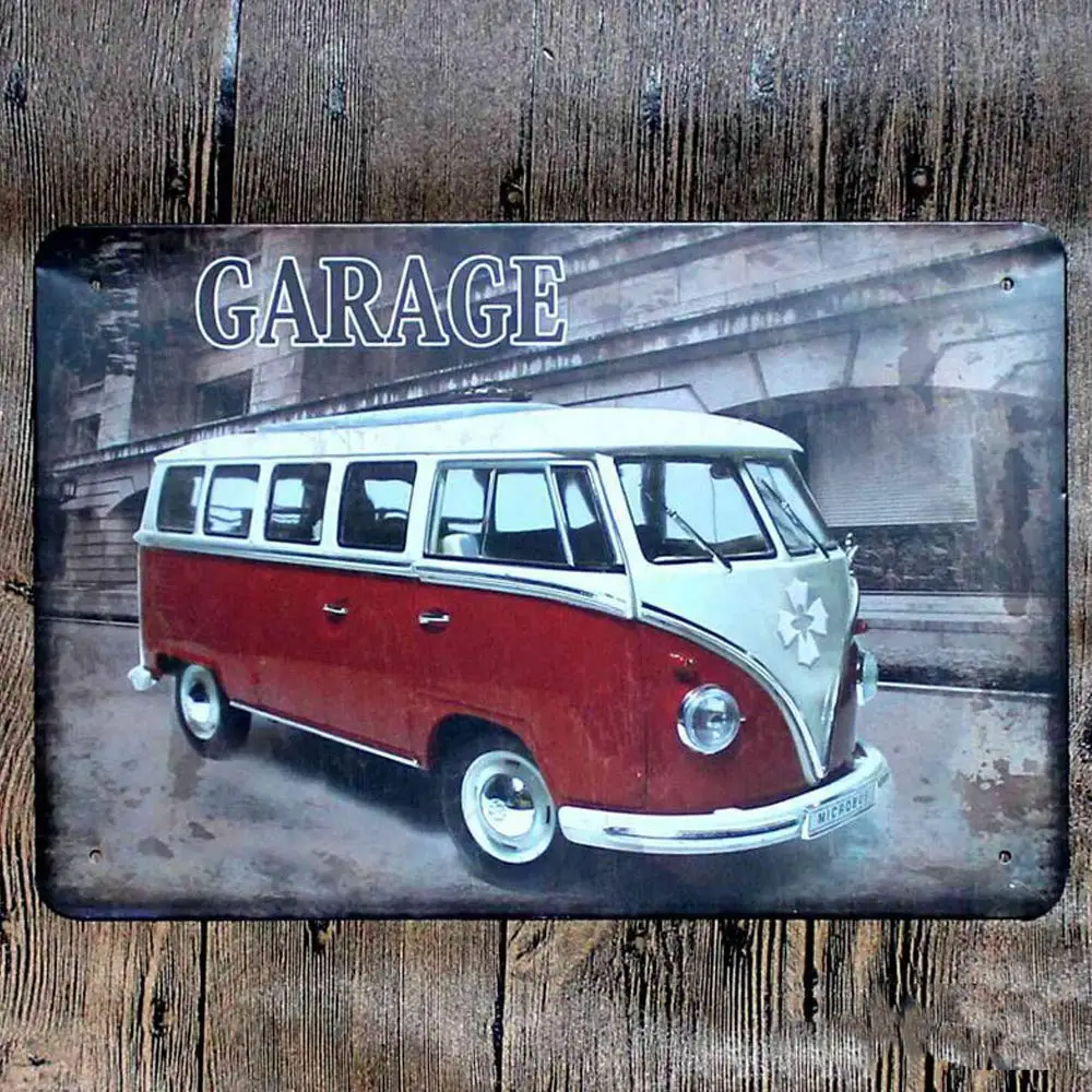 

Retro Design Old Bus Tin Metal Signs Wall Art | Thick Tinplate Print Poster Wall Decoration for Garage