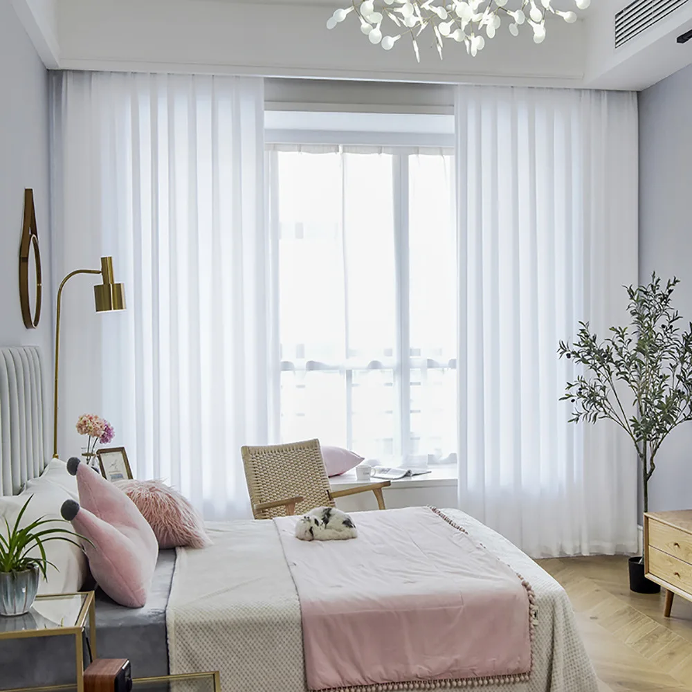 

Thickened Curtains, Light-proof, White Velvet Living Room, Bedroom, White Yarn Balcony, Custom-made Finished Screen Curtains