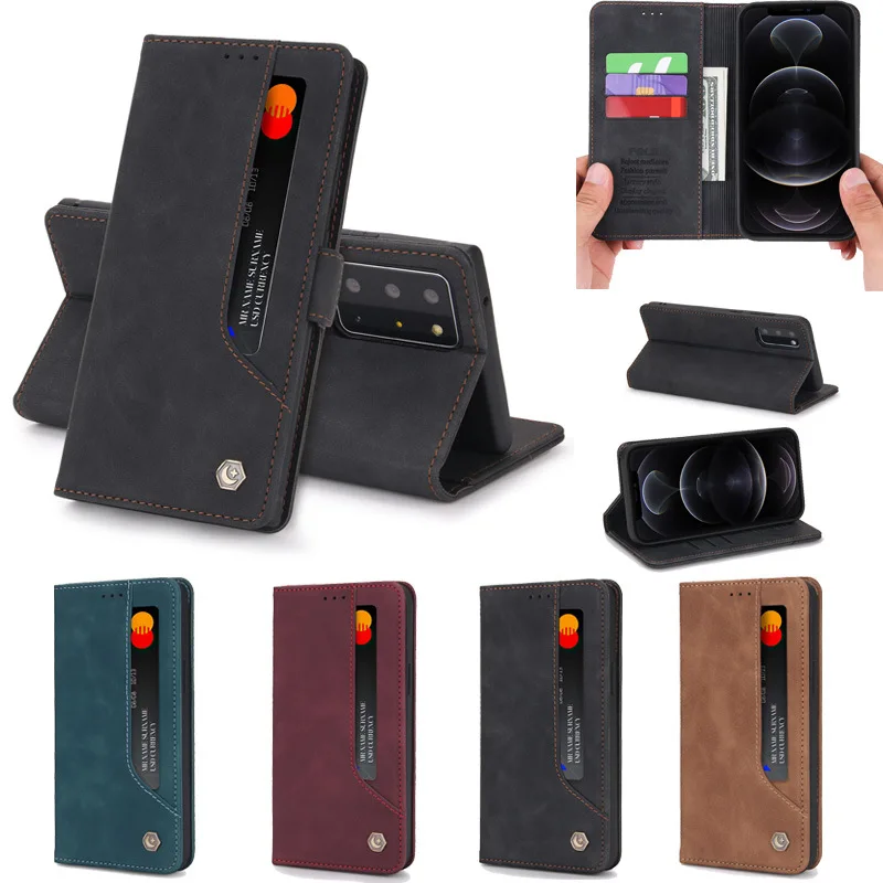 

Solid Color Leather Phone Cover For Samsung Galaxy S23 Ultra S22 S21+ A54 A32 A42 A72 A70 A60 A50 A40 Magnetic Flip Wallet Case