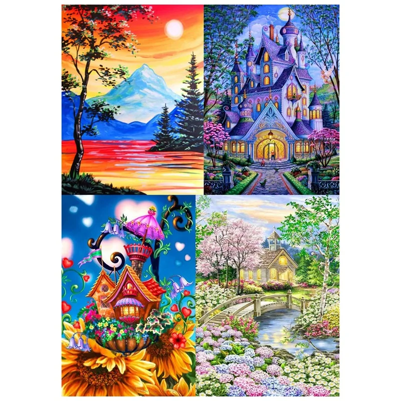 

Набор для алмазной вышивки «закат», 4 шт.