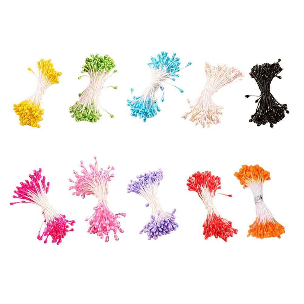 

10 Bundles Artificial Multicolored Floral Stamen Pearlized Stamen DIY Accessories for Crafting Artwork