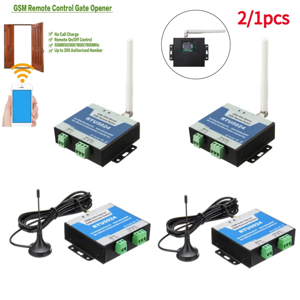 

RTU5024 GSM Gate Opener Relay Switch Wireless Remote Control Door Access Long Antenna Free Call 850/900/1800/1900MHz Door Opener