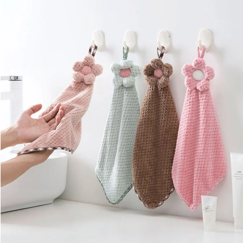 

3 Seconds Quick Dry Coral Fleece Kitchen Hand Towel Thicken Absorbent Soft Dish Cleaning Cloth Sun Flowers Type Lattice Texture