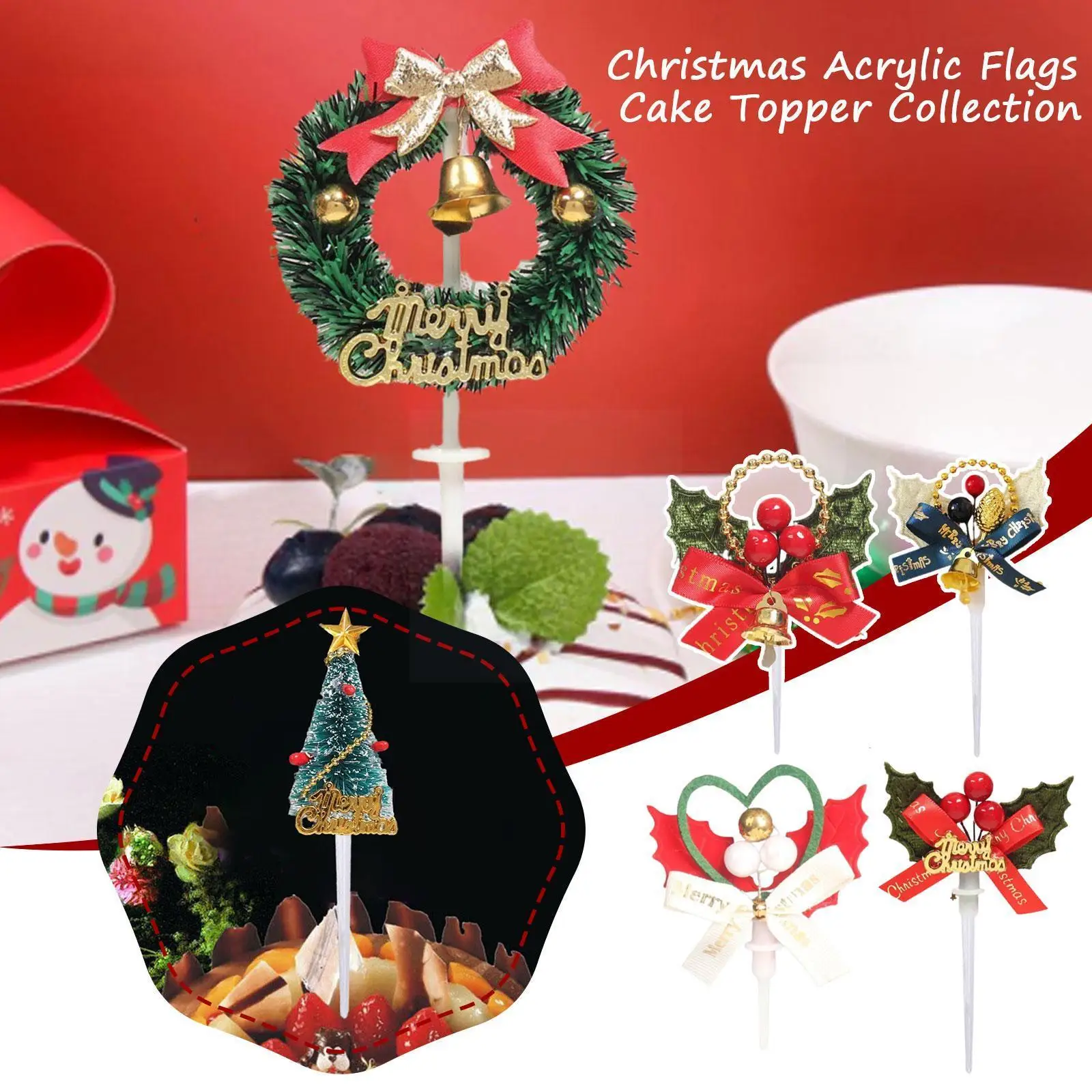 

Merry Christmas Cake Topper Party Dessert Birthday Toppers Decorations Cupcake Cake New Cake Christmas Tree Noel Xmas Year J2m0