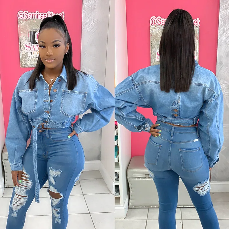 

Women Denim Jacket Spring Autumn Pocket Stitching Baggy Coat Streetwear Vintage Single-Breasted Long Sleeve Denim Jacket Women